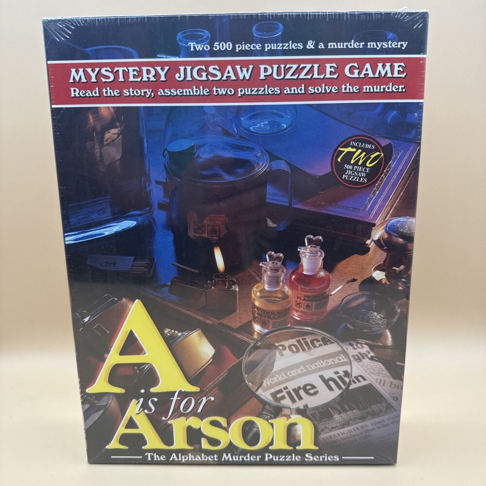 TDC Games Alphabet Mystery Jigsaw Puzzle A is for Arson Two 500 Piece Puzzles